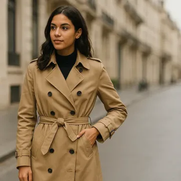 Herfst Lange Oversized Flowy Zachte Trenchcoat voor Vrouwen Terug Split Dubbele Breasted Losse Overjas Khaki L