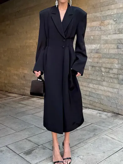 Women's Long Blazer Coat | Waist-Cinched Tailored Overcoat