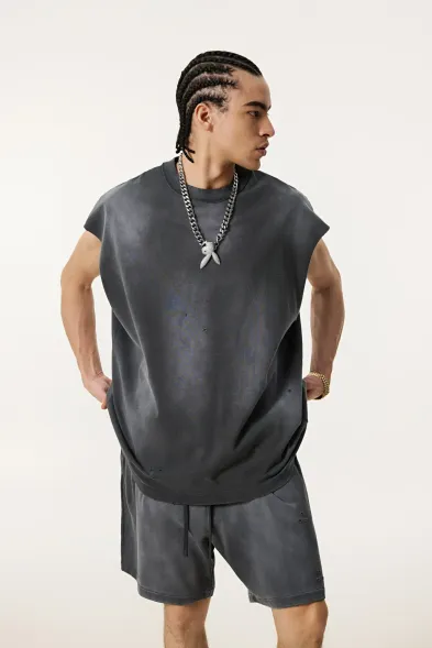 285G ダメージ加工 ノースリーブTシャツ | ストリートウェアブランド