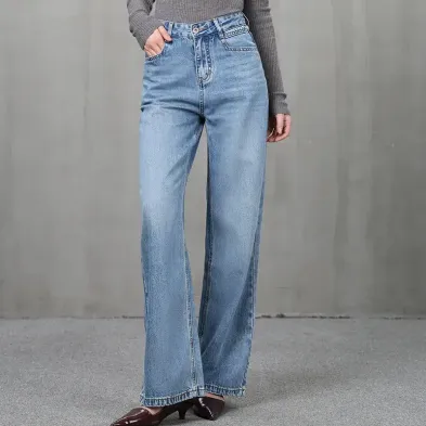 レディース ワイドレッグ ブルージーンズ | ハイウエスト リラックス