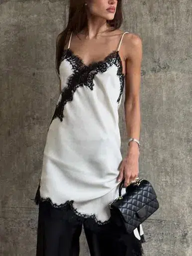 レディースレーストリムスリップドレス | OEMキャミソールドレス