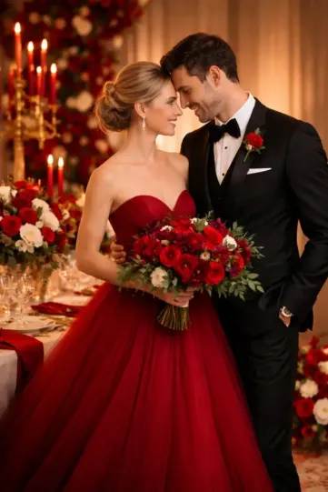 Cherry Red Color Themed Wedding
